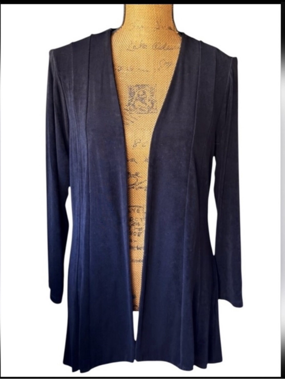 Traveler’s by Chico’s black high/low open-front cardigan/jacket No size tag | e